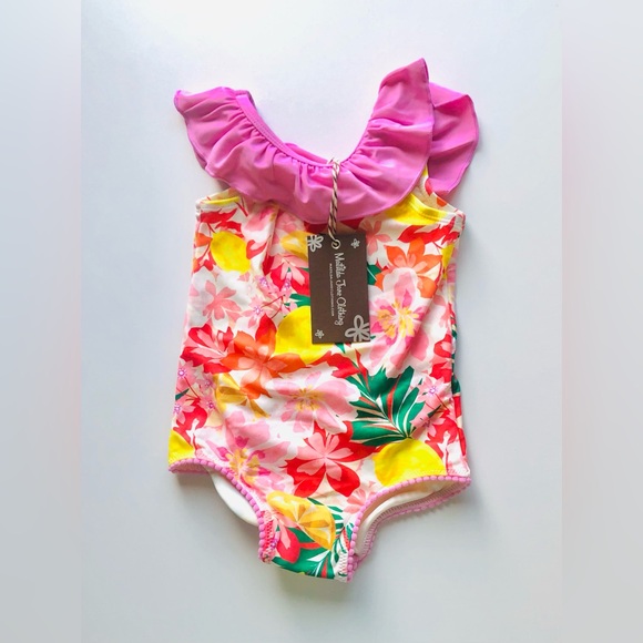 NWT Matilda Jane Luna Pink Hibiscus Swimsuit - Picture 7 of 11